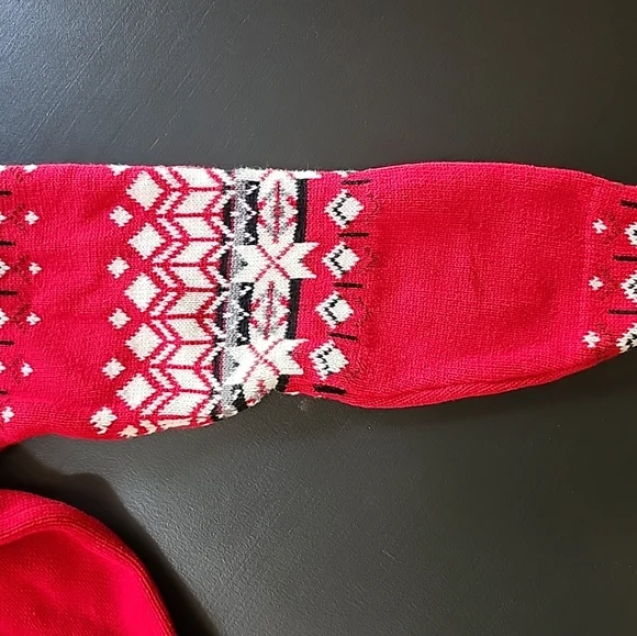 Hanna Andersson Red and White Sno Happy Zip-Up Sweater Fair Isle 140cm size 10 - Picture 4 of 6